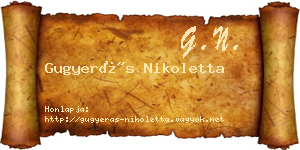 Gugyerás Nikoletta névjegykártya